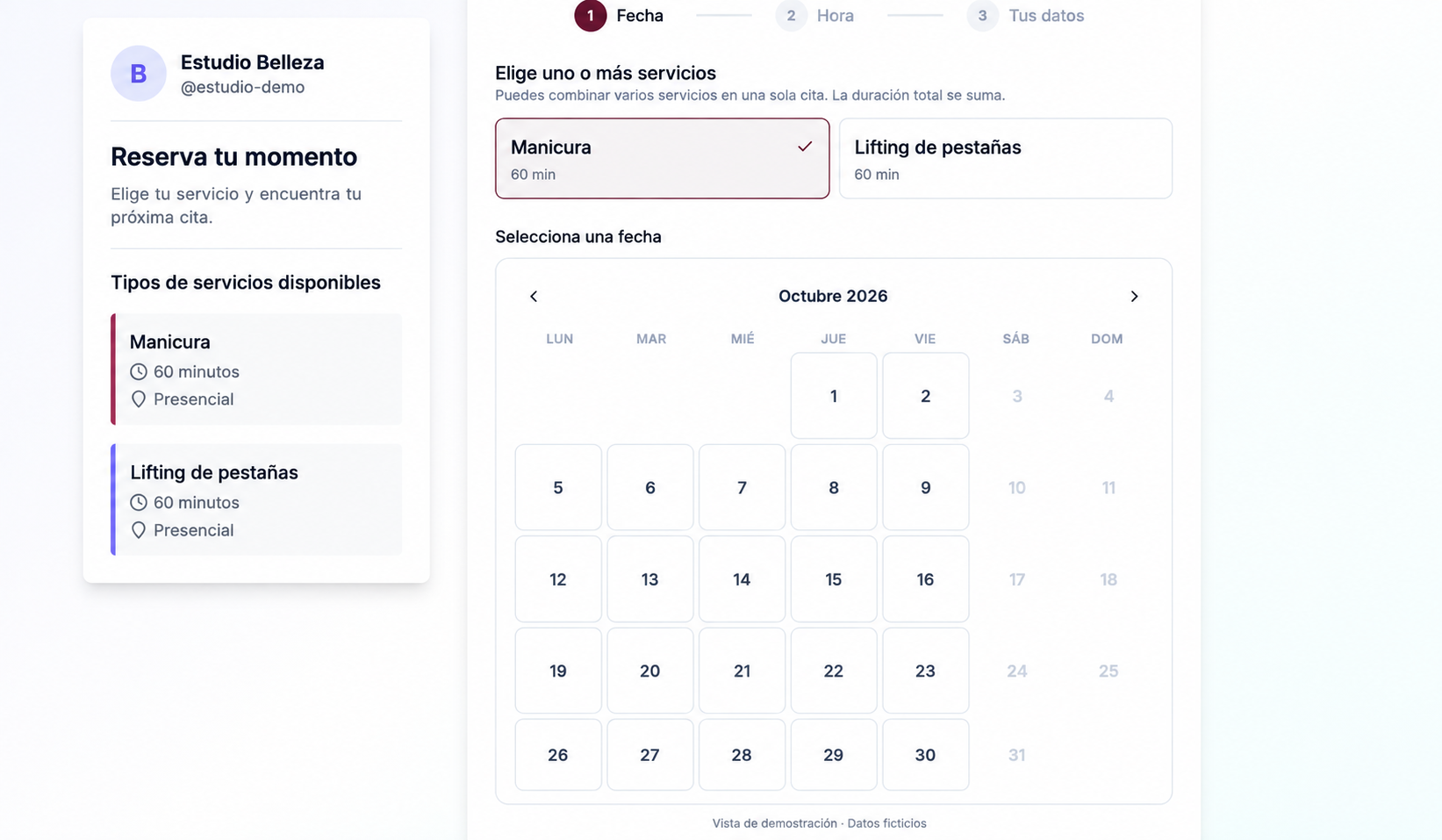 Paso 2: Tu cliente reserva
