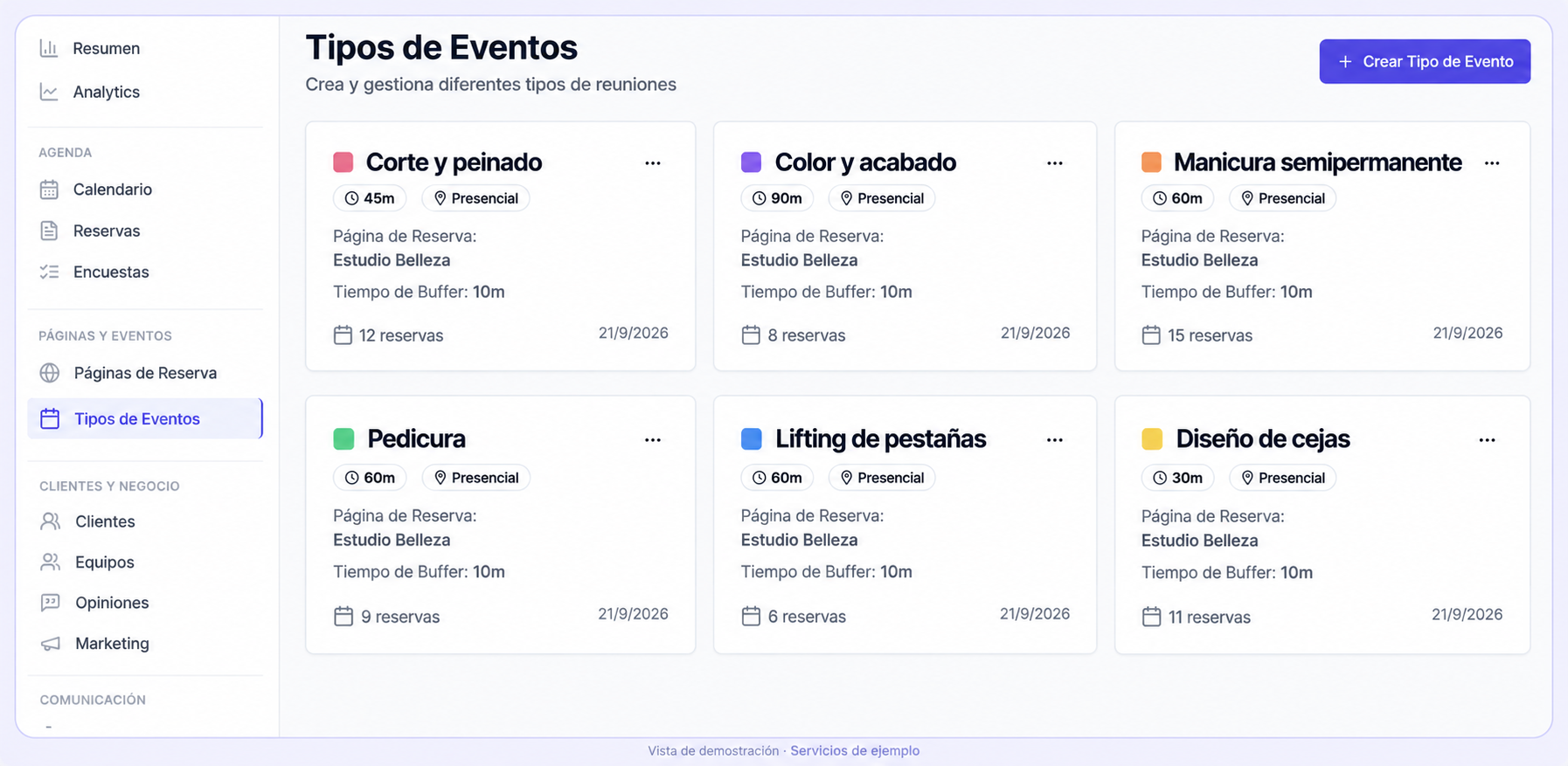 Demostración de Anytimebot para Belleza y estética